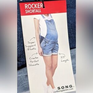 Maternity Short Overalls shortall Size L medium dark denim